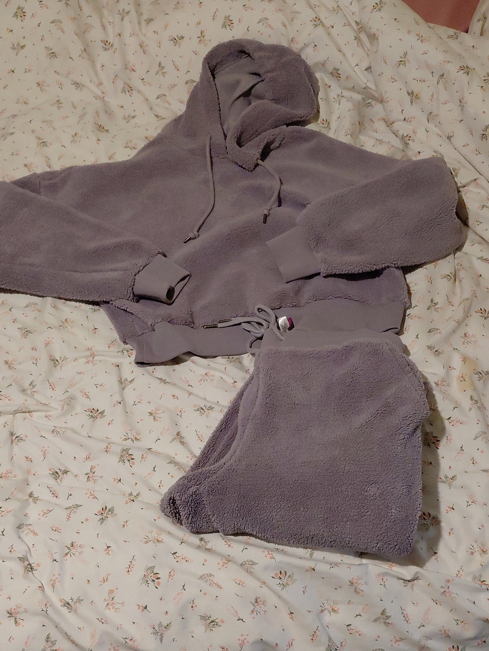 Adore Me Plush Lavender Teddy Hoodie & Shorts Set